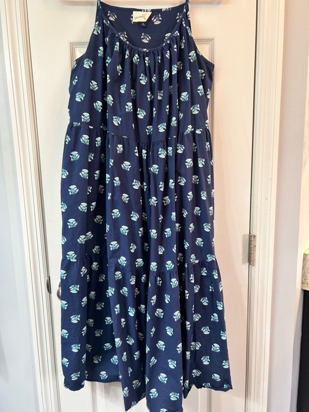 Universal Thread Navy Floral Tiered Sundress with Mint Floral Print